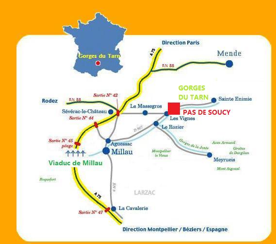 Plan d'accès au Pas de Soucy plan accès belvédère du pas de soucy gorges du tarn